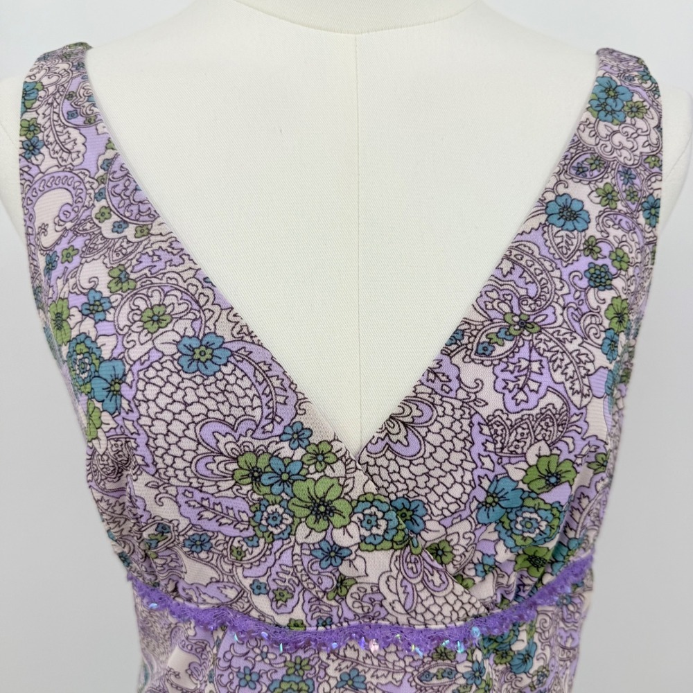 Xhilaration Floral Midi Dress Cottagecore Y2K Empire Waist Sleeveless M Fairy - Picture 6 of 6